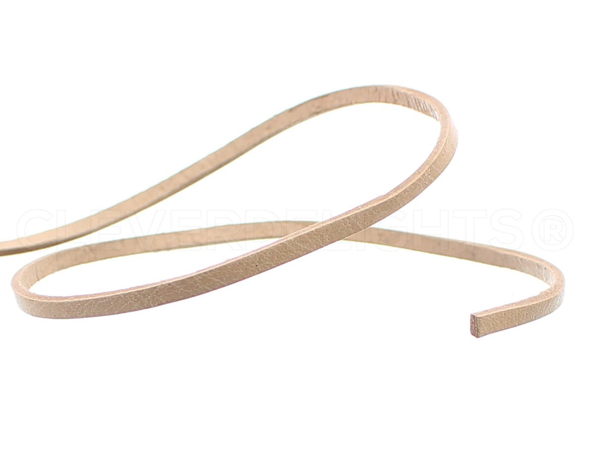 CleverDelights 3.5mm (1/8) Leather Flat Cord - Natural