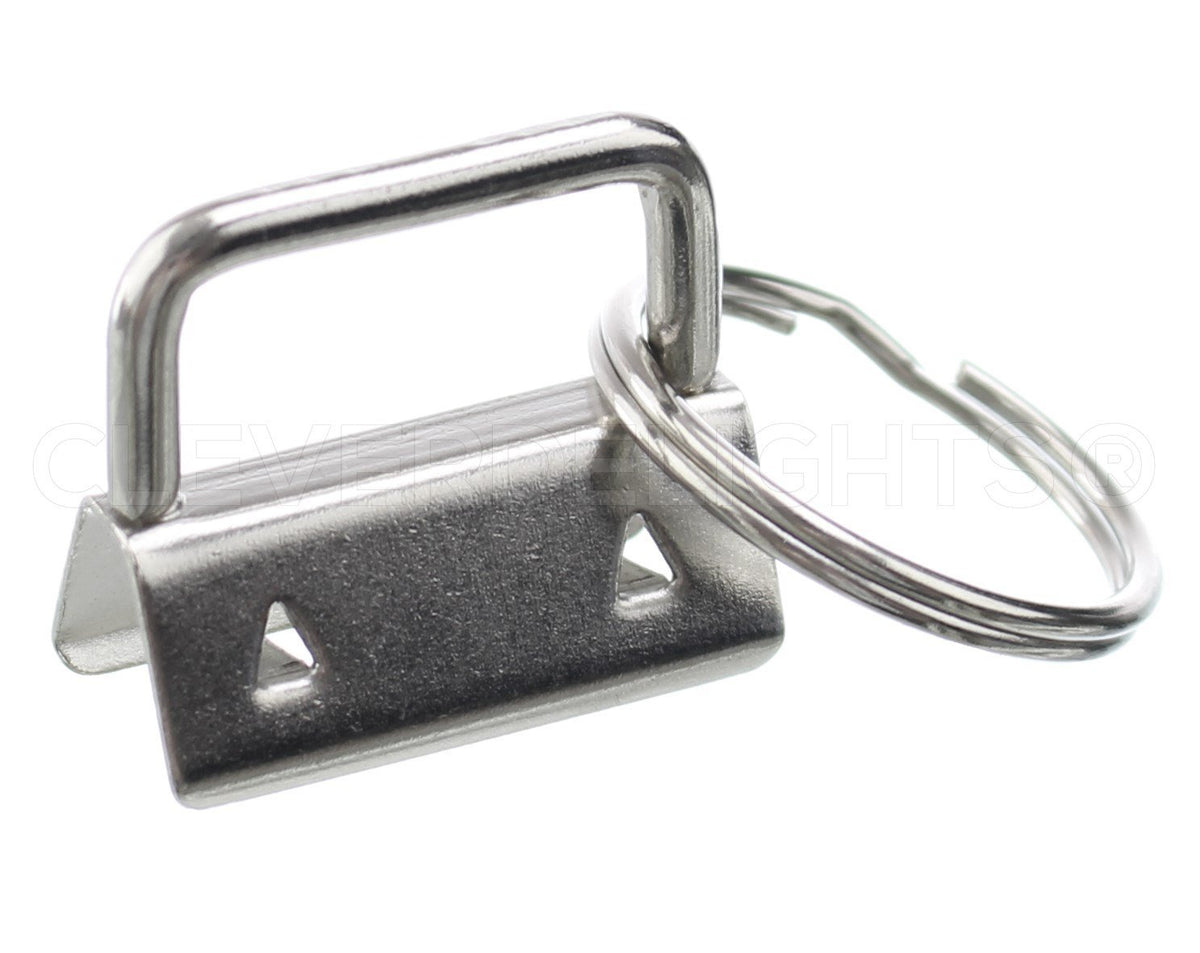 Trimming Shop 25mm Key Fob Hardware Silver Lanyard Wristlet Key Chain with  Metal Split Ring, 10pcs 