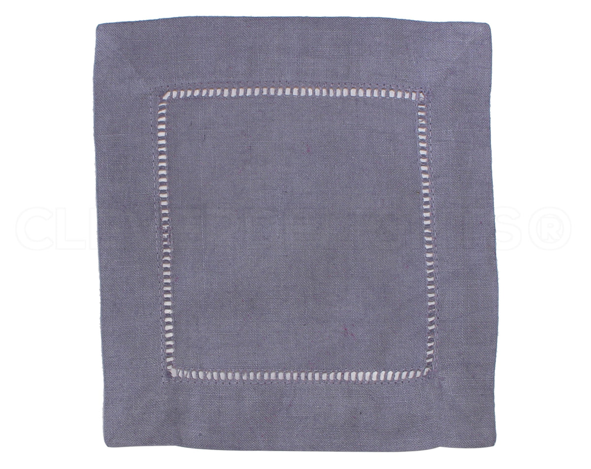 CleverDelights 20 Hemstitch Dinner Napkins - Linen/Cotton - Navy