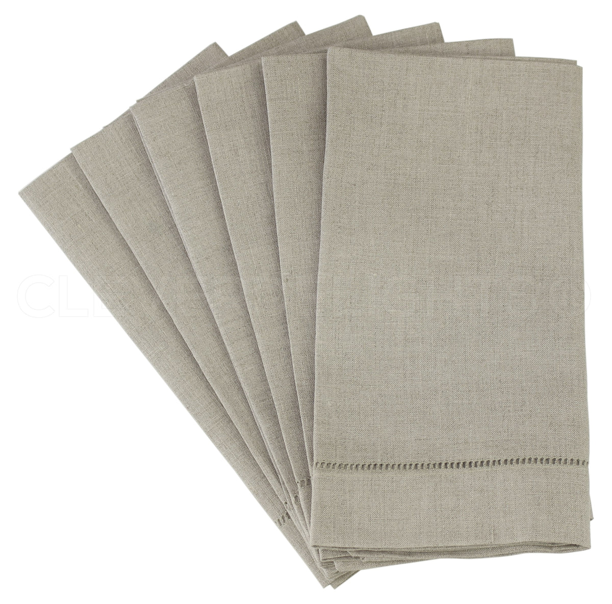 12-Pack Hemstitched Dinner Napkins Oversized 20x20 - Flax-Cotton Fabric  Tailored with Mitered Corner - Ideal for Events and Regular Use - Natural