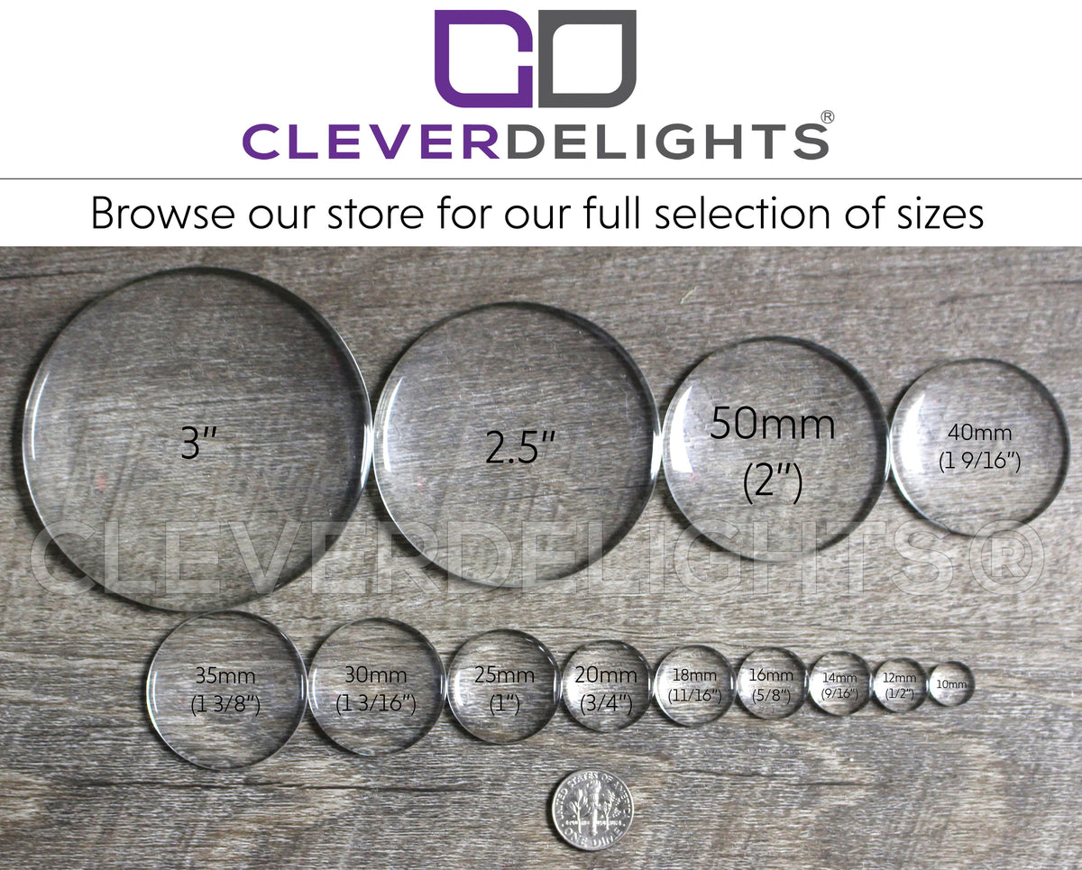 CleverDelights 2.5 Round Glass Cabochons
