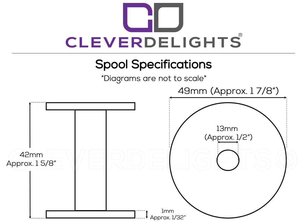 CleverDelights 1 3/4 x 1 1/8 Wood Spools - 50 Pack - Empty Craft Spools