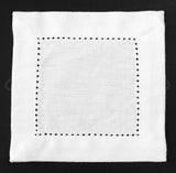 6" Heavyweight Hemstitch Cocktail Napkins - 70% Cotton / 30% Linen Blend - White