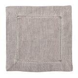 6" Hemstitch Cocktail Napkins - 100% Linen - Gray Stone