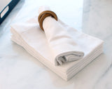 20" Heavyweight Hemstitch Dinner Napkins - 70% Cotton / 30% Linen Blend - White