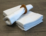 20" Heavyweight Hemstitch Dinner Napkins - 70% Cotton / 30% Linen Blend - White