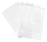 20" Heavyweight Hemstitch Dinner Napkins - 70% Cotton / 30% Linen Blend - White