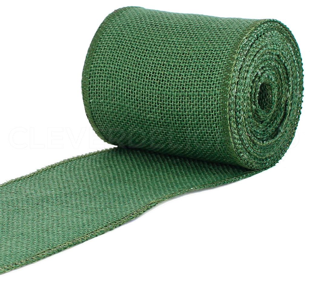  CleverDelights 9 Green Burlap Roll - Finished Edges
