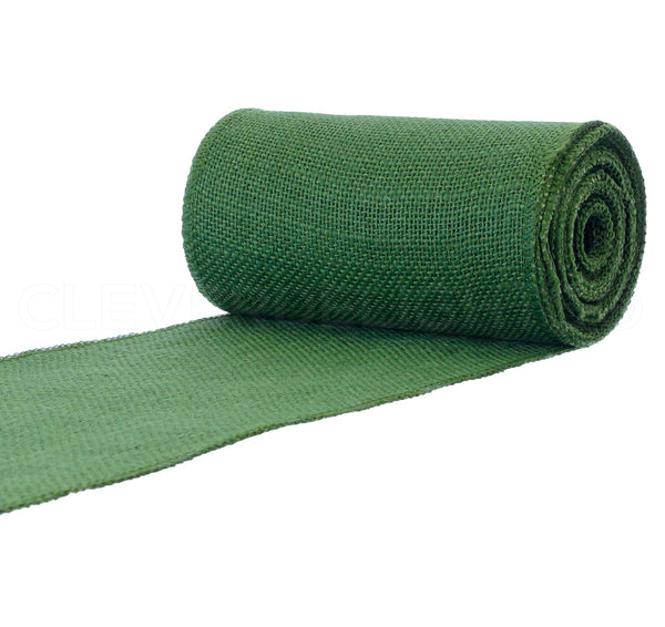 CleverDelights 6 Green Burlap Ribbon - Wired Edges - 10 Yards