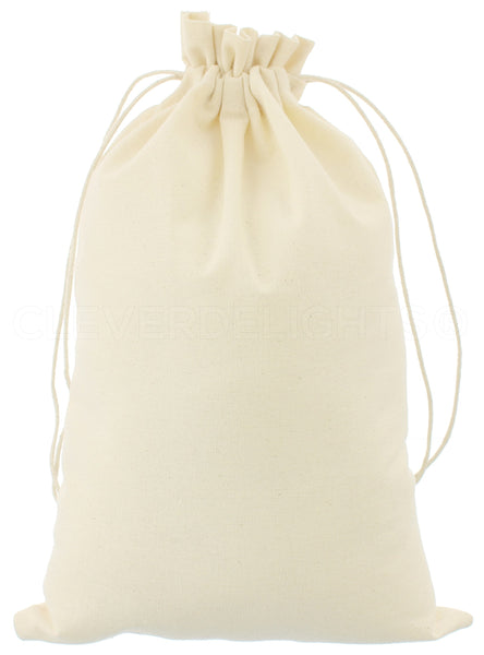 CleverDelights Cotton Muslin Bags - 12 x 16