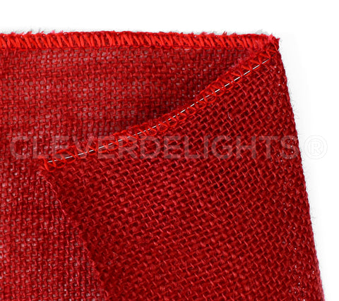 CleverDelights 4 Red Burlap Ribbon - Finished Edge - 10 Yards
